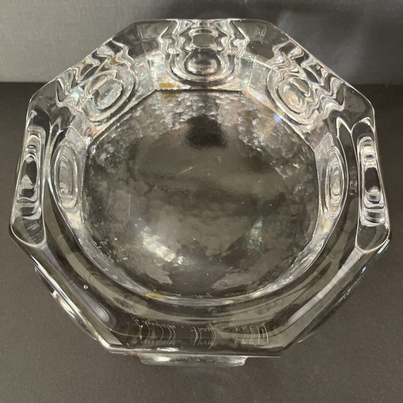 Vintage Midcentury‎ Skruf Art Glass Bowl Sweden Bengt Edenfalk Octogonal Circles - Picture 3 of 7